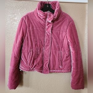 Jou Jou Pink Velvet Puffer Short Jacket Size S